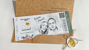 Invitación de boda tipo entrada concierto