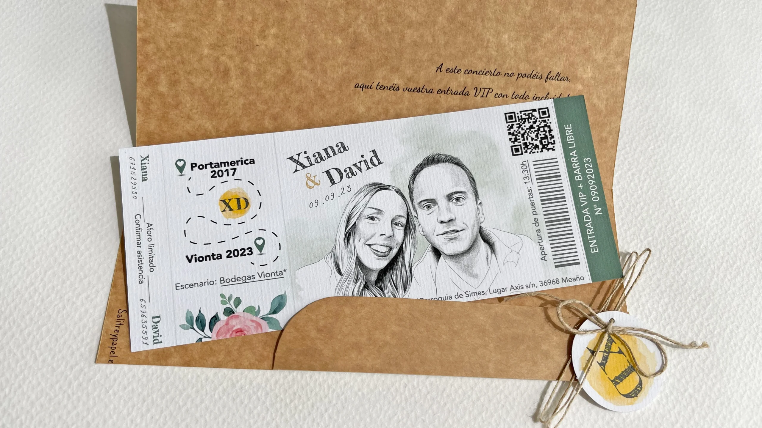 Invitación de boda tipo entrada concierto